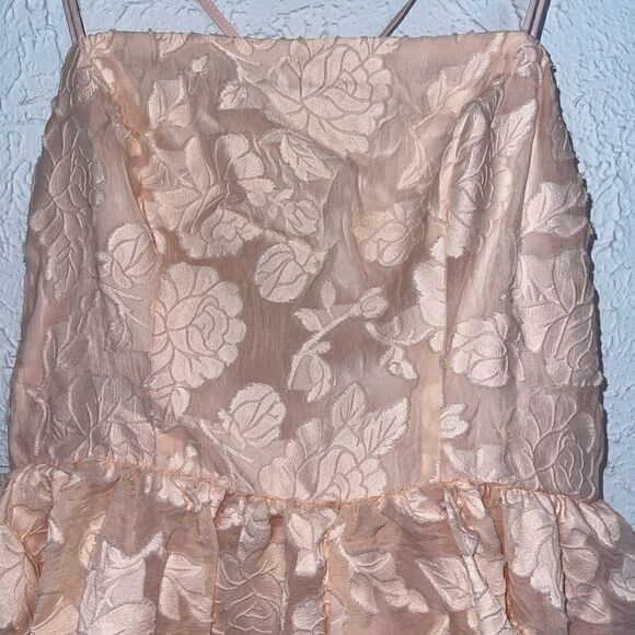 Keepsake the Label Offset Embroidered Mini Dress in Nude - Picture 9 of 12